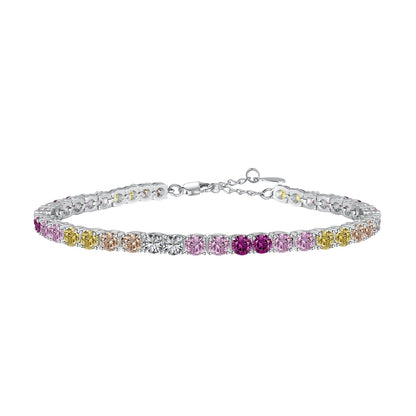 [Reverie Jewels]Radiant Colorful Round Cut Tennis Bracelet