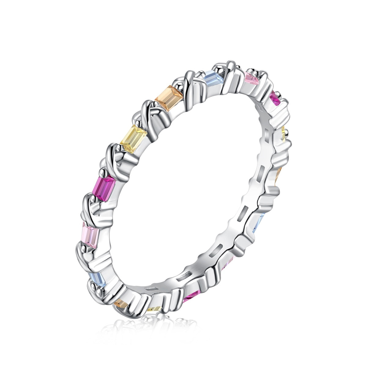 [Reverie Jewels]Charming Colorful Round Cut Daily Ring