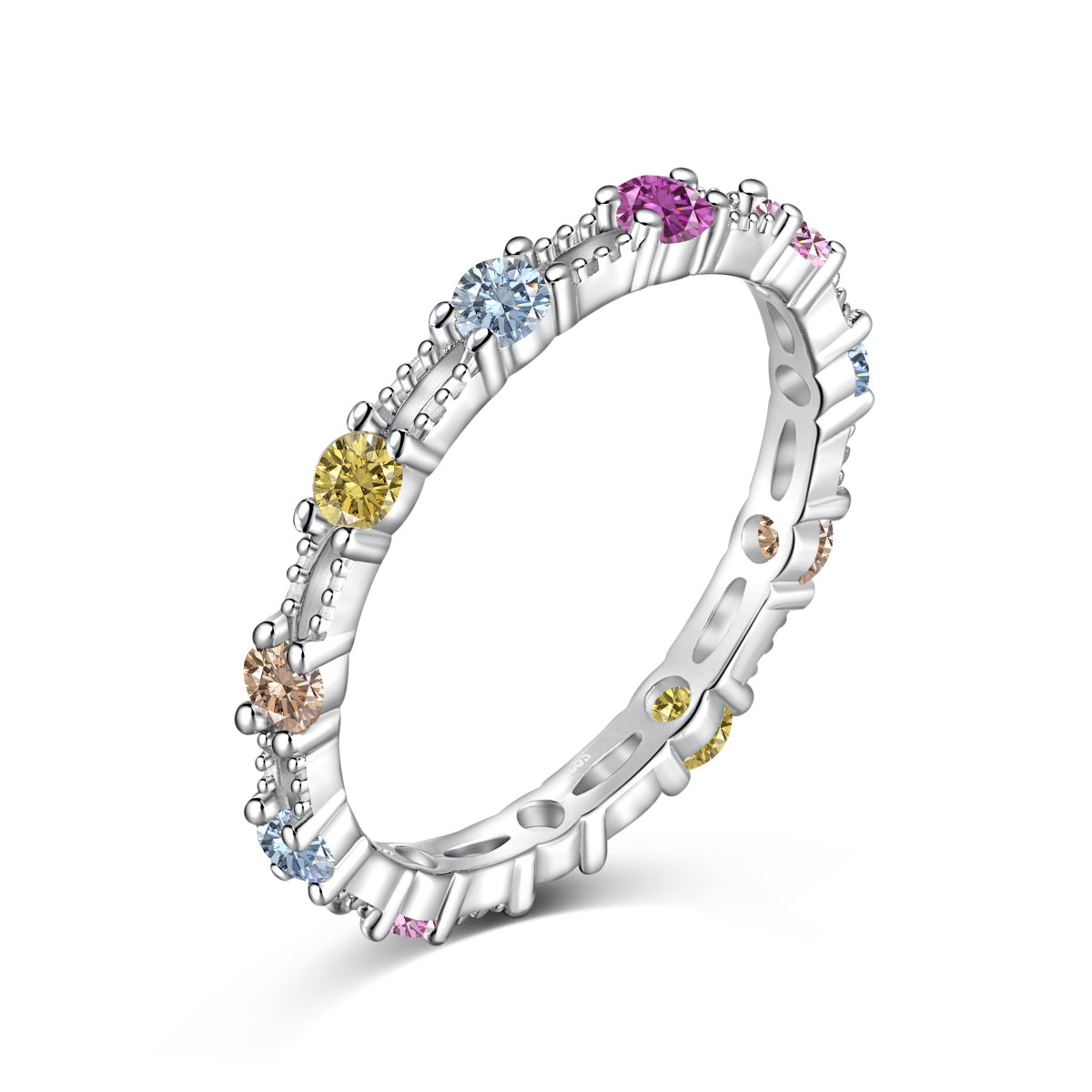 [Reverie Jewels]Sparkling Colorful Round Cut Tennis Ring