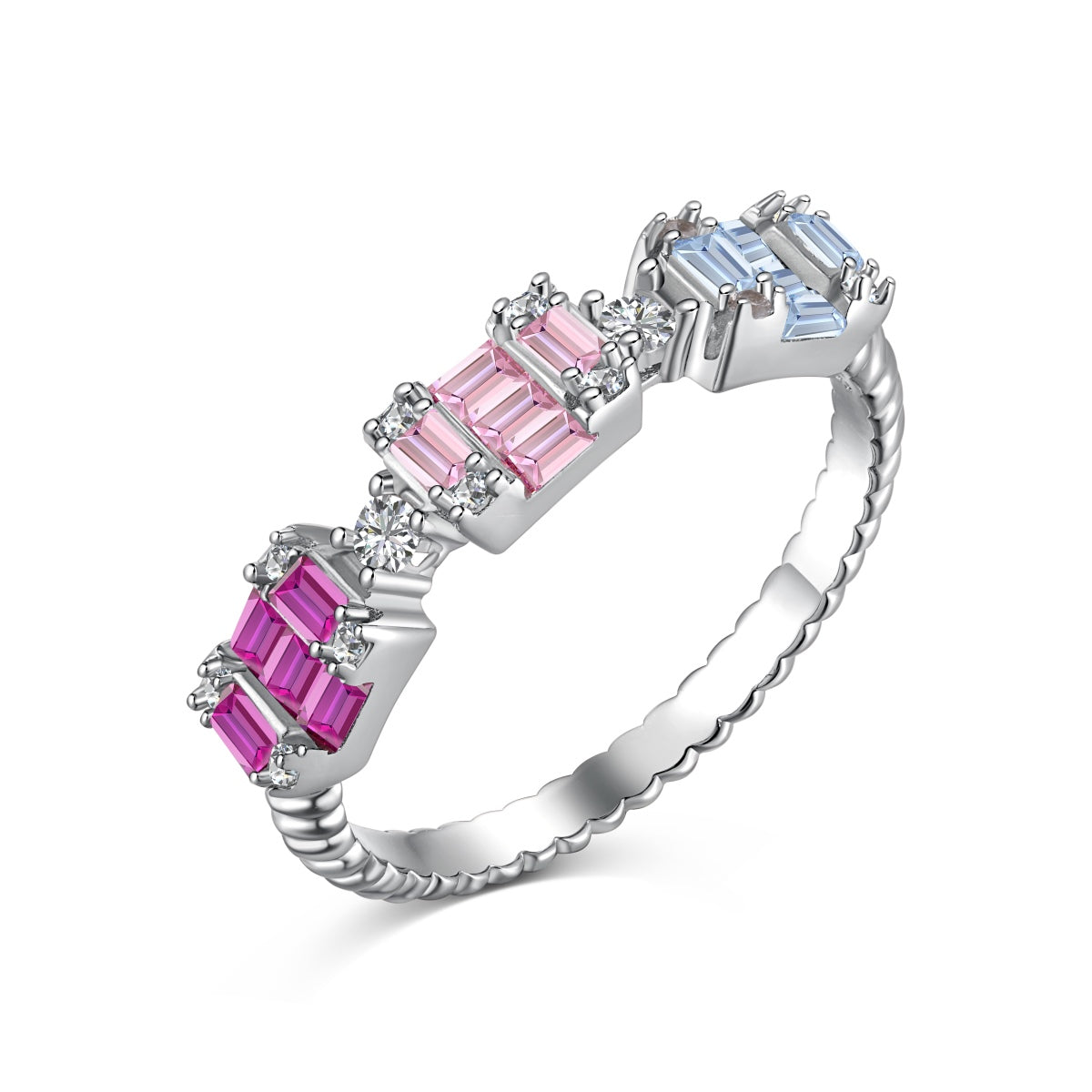[Reverie Jewels]Unique Colorful Emerald Cut Party Ring