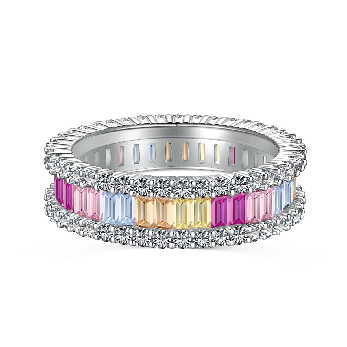 [Reverie Jewels]Dainty Kaleidoscopic Emerald Cut Daily Ring