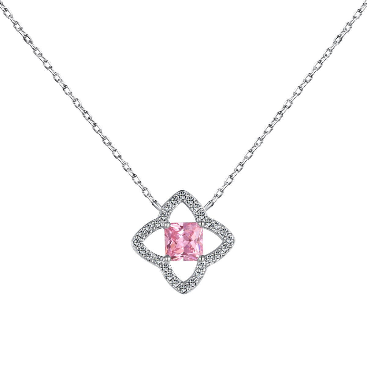 [Reverie Jewels]Exquisite Flower Shape Princess Cut Necklace