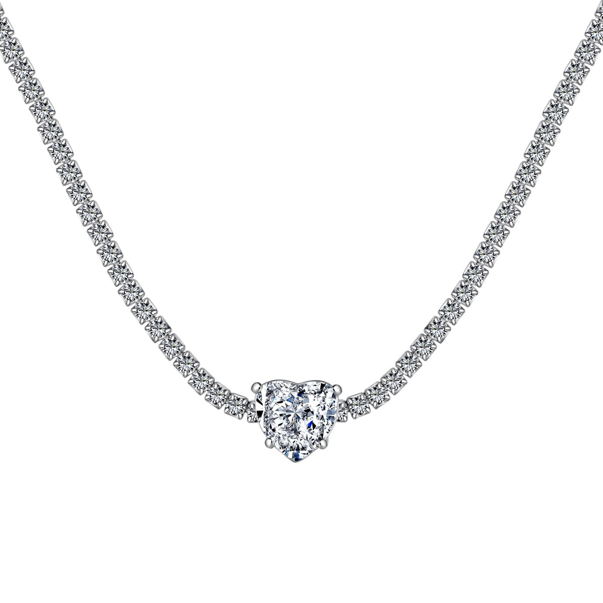 [Reverie Jewels]2.0 Carat Sparkling Tennis Heart Cut Necklace
