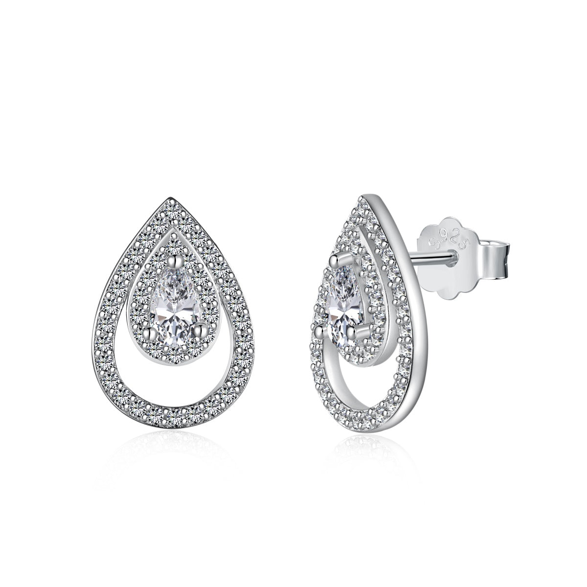[Reverie Jewels]Sparkling Delicate Water Drop Shape Daily Earrings