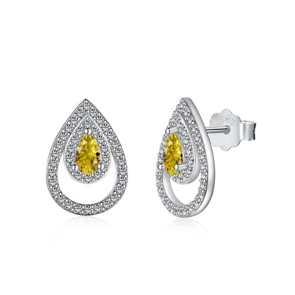 [Reverie Jewels]Sparkling Delicate Water Drop Shape Daily Earrings