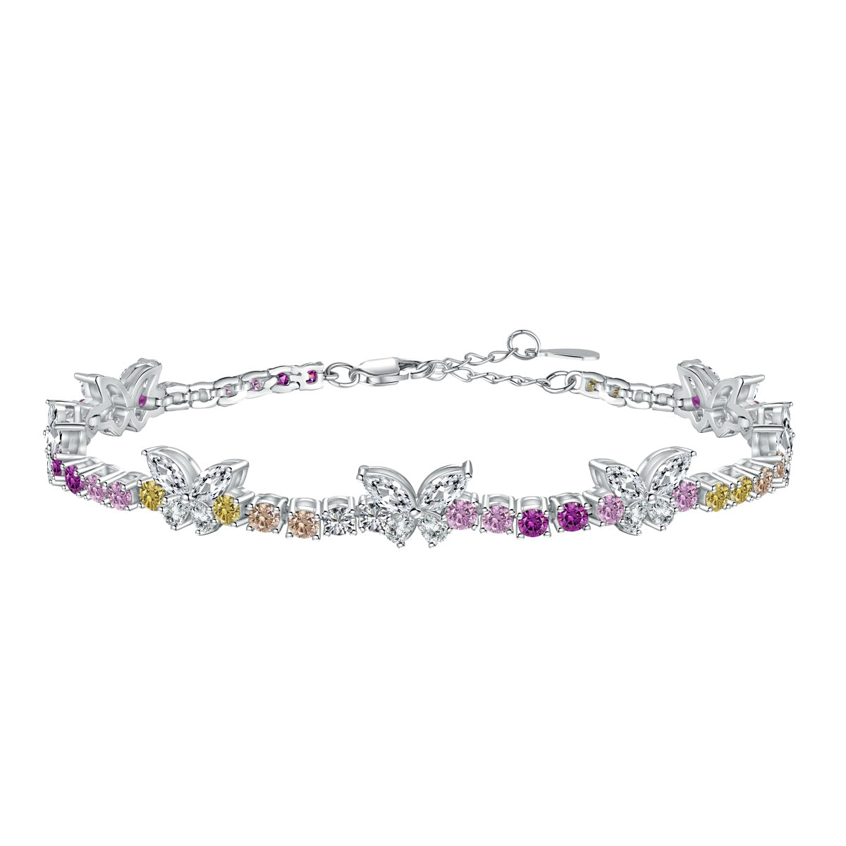 [Reverie Jewels]Ornate Colorful Butterfly Shape Round Cut Daily Bracelet