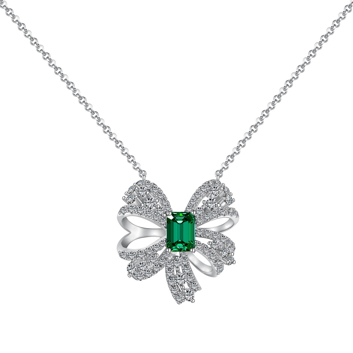 [Reverie Jewels]Luxurious Flower Shape Emerald Cut Necklace