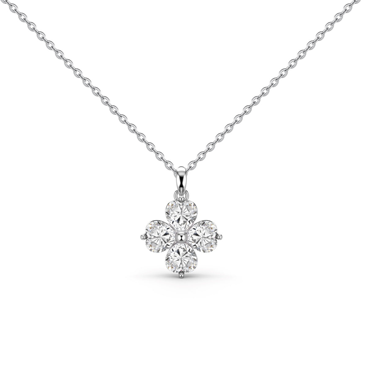[Reverie Jewels]Heart-Shaped Four-Leaf Clover Bead Necklace