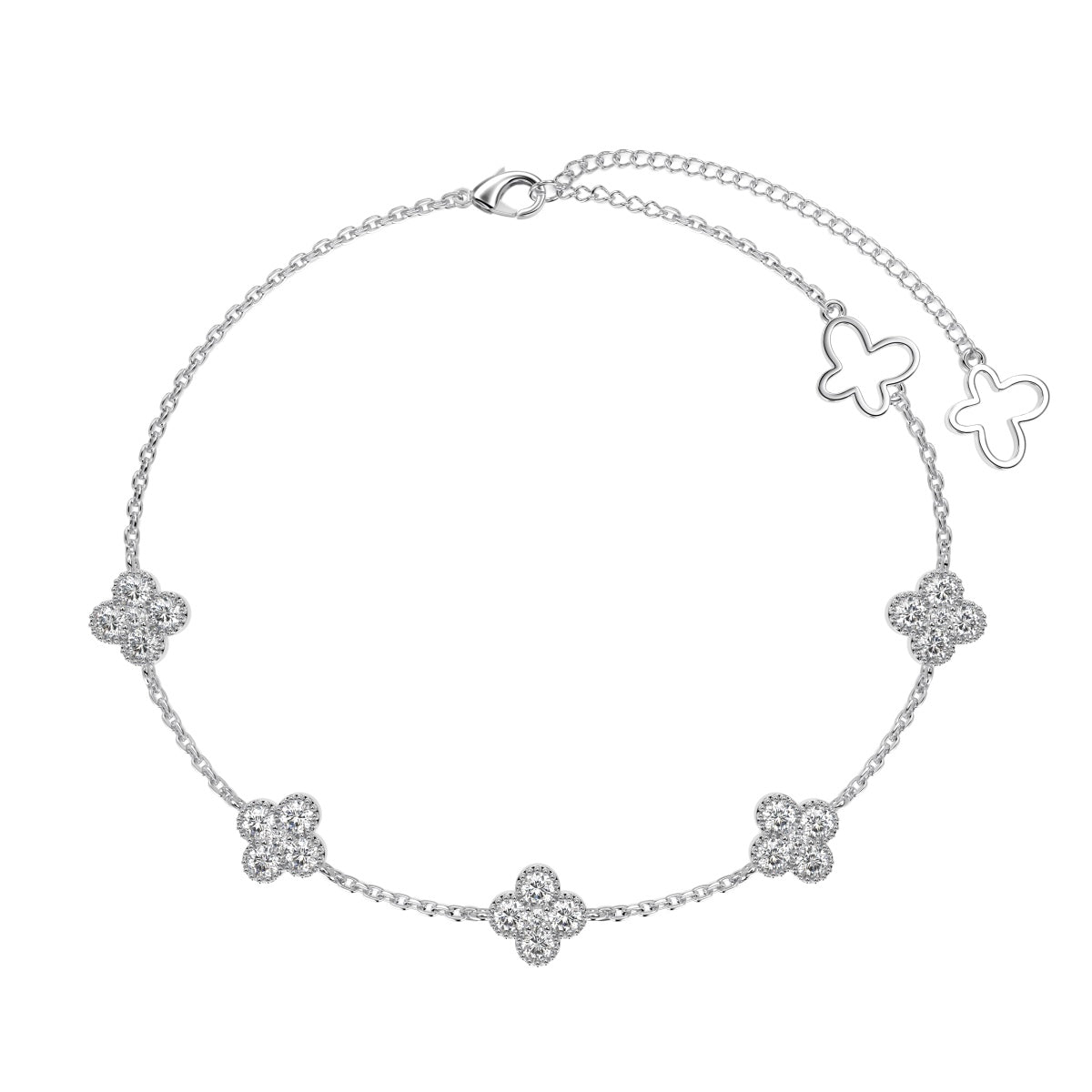[Reverie Jewels]Four-Leaf Clover Hollow Butterfly Bracelet