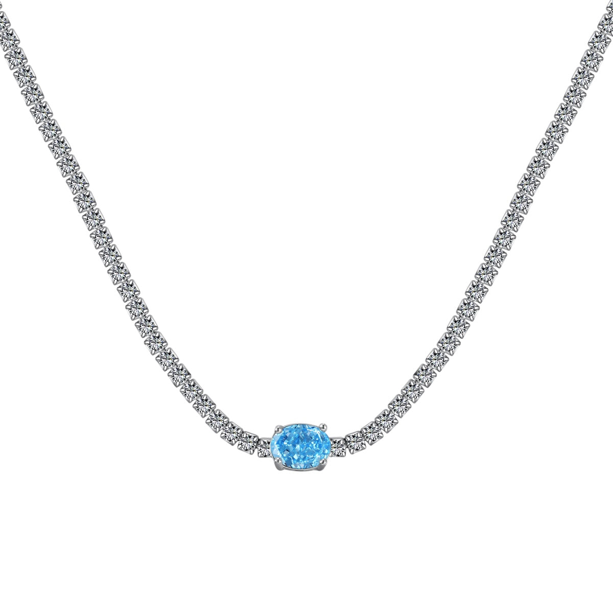 [Reverie Jewels]1.0 Carat Shining Oval Cut Necklace