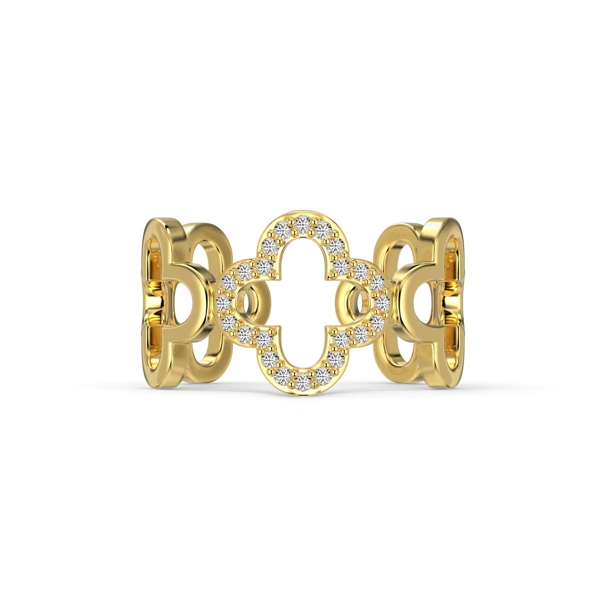 [Reverie Jewels]Hollow Design Four-Leaf Clover Flower Shape Ring