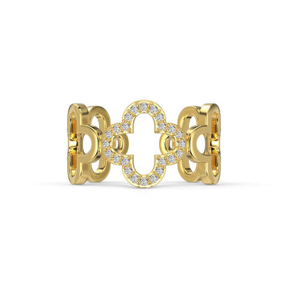 [Reverie Jewels]Hollow Design Four-Leaf Clover Flower Shape Ring