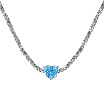 [Reverie Jewels]2.0 Carat Sparkling Tennis Heart Cut Necklace