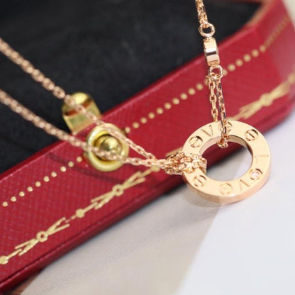 [⭐Reverie Jewels]LOVE NECKLACE ADJUSTABLE ROSE GOLD 2 DIAMOND
