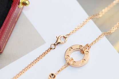 [⭐Reverie Jewels]LOVE NECKLACE ADJUSTABLE ROSE GOLD 2 DIAMOND