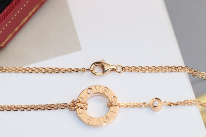 [⭐Reverie Jewels]LOVE NECKLACE ADJUSTABLE ROSE GOLD 2 DIAMOND