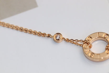 [⭐Reverie Jewels]LOVE NECKLACE ADJUSTABLE ROSE GOLD 2 DIAMOND