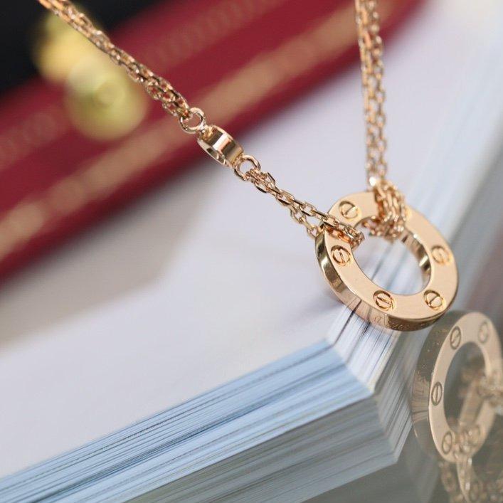 [⭐Reverie Jewels]LOVE NECKLACE ADJUSTABLE ROSE GOLD 2 DIAMOND