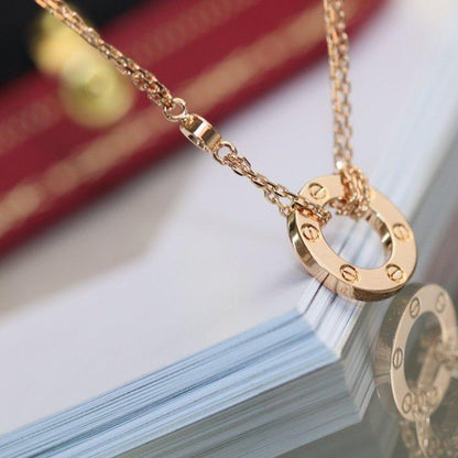[⭐Reverie Jewels]LOVE NECKLACE ADJUSTABLE ROSE GOLD 2 DIAMOND