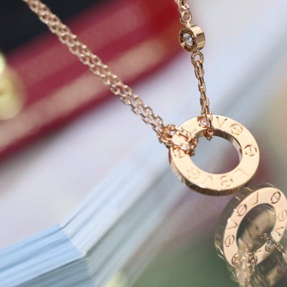 [⭐Reverie Jewels]LOVE NECKLACE ADJUSTABLE ROSE GOLD 2 DIAMOND