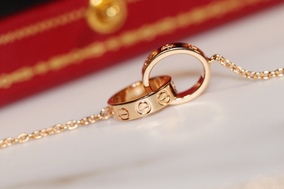 [⭐Reverie Jewels]LOVE NECKLACE PINK GOLD AND SILVER