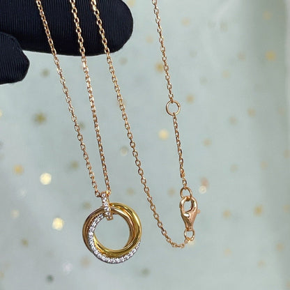 [⭐Reverie Jewels]TRINITY NECKLACE SILVER GOLD PINK GOLD DIAMONDS