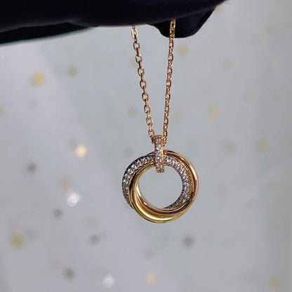 [⭐Reverie Jewels]TRINITY NECKLACE SILVER GOLD PINK GOLD DIAMONDS