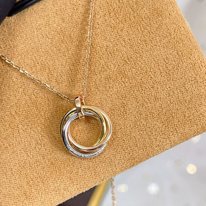 [⭐Reverie Jewels]TRINITY NECKLACE SILVER GOLD PINK GOLD DIAMONDS