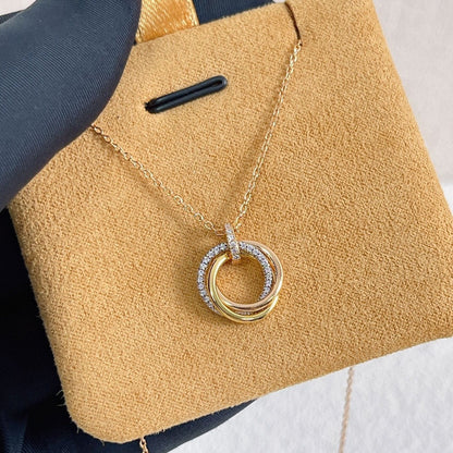 [⭐Reverie Jewels]TRINITY NECKLACE SILVER GOLD PINK GOLD DIAMONDS