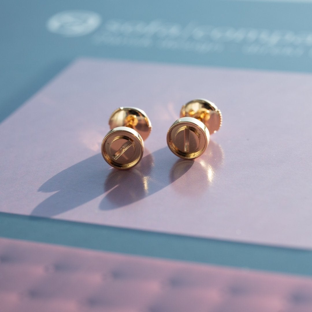 [⭐Reverie Jewels]LOVE EARRINGS PINK GOLD 10MM