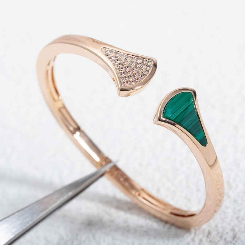 [⭐Reverie Jewels]DREAM BRACELET OPEN MALACHITE PINK GOLD