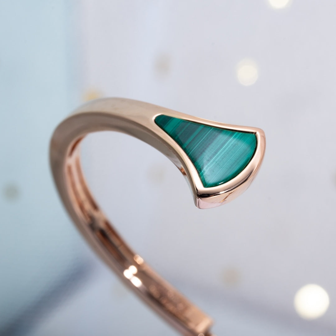 [⭐Reverie Jewels]DREAM BRACELET OPEN MALACHITE PINK GOLD