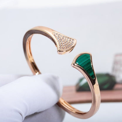 [⭐Reverie Jewels]DREAM BRACELET OPEN MALACHITE PINK GOLD