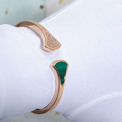 [⭐Reverie Jewels]DREAM BRACELET OPEN MALACHITE PINK GOLD