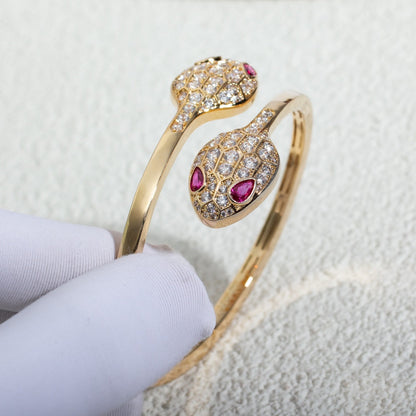 [⭐Reverie Jewels]SERPENTI BRACELET PINK GOLD DIAMOND DOUBLE SNAKE