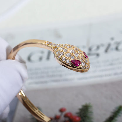 [⭐Reverie Jewels]SERPENTI BRACELET PINK GOLD DIAMOND DOUBLE SNAKE