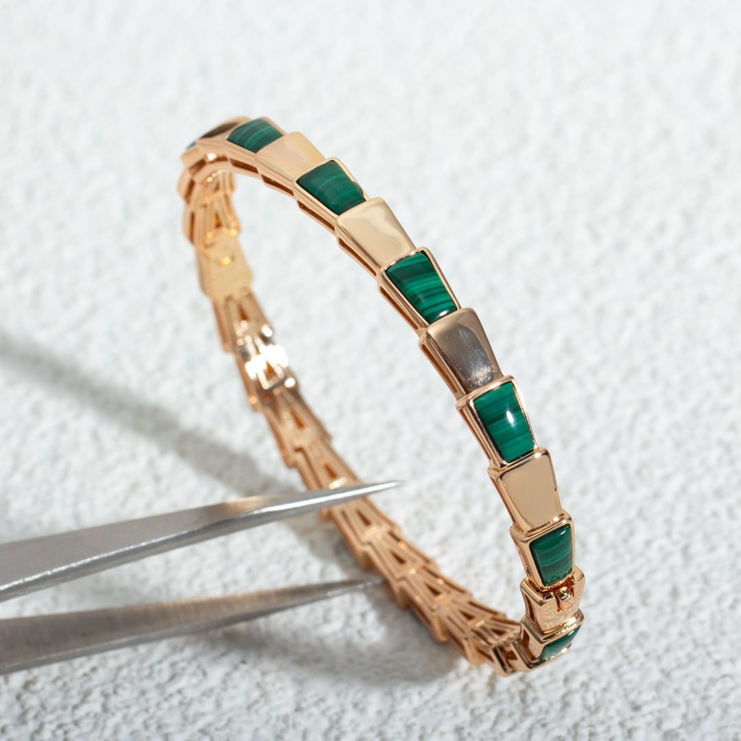 [⭐Reverie Jewels]SERPENTI BRACELET PINK GOLD MALACHITE