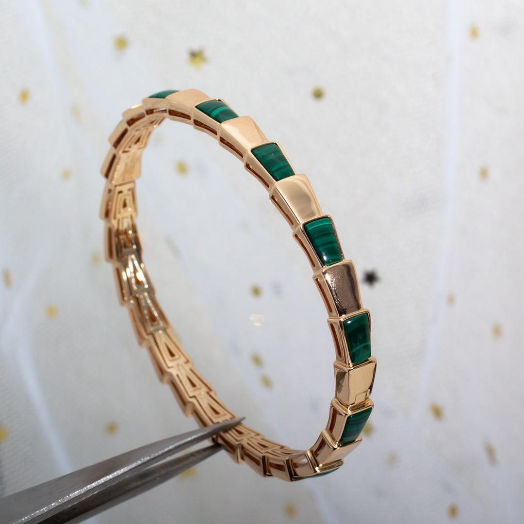 [⭐Reverie Jewels]SERPENTI BRACELET PINK GOLD MALACHITE