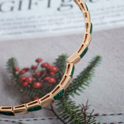 [⭐Reverie Jewels]SERPENTI BRACELET PINK GOLD MALACHITE