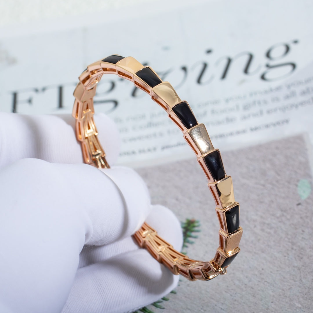 [⭐Reverie Jewels]SERPENTI BRACELET PINK GOLD ONYX