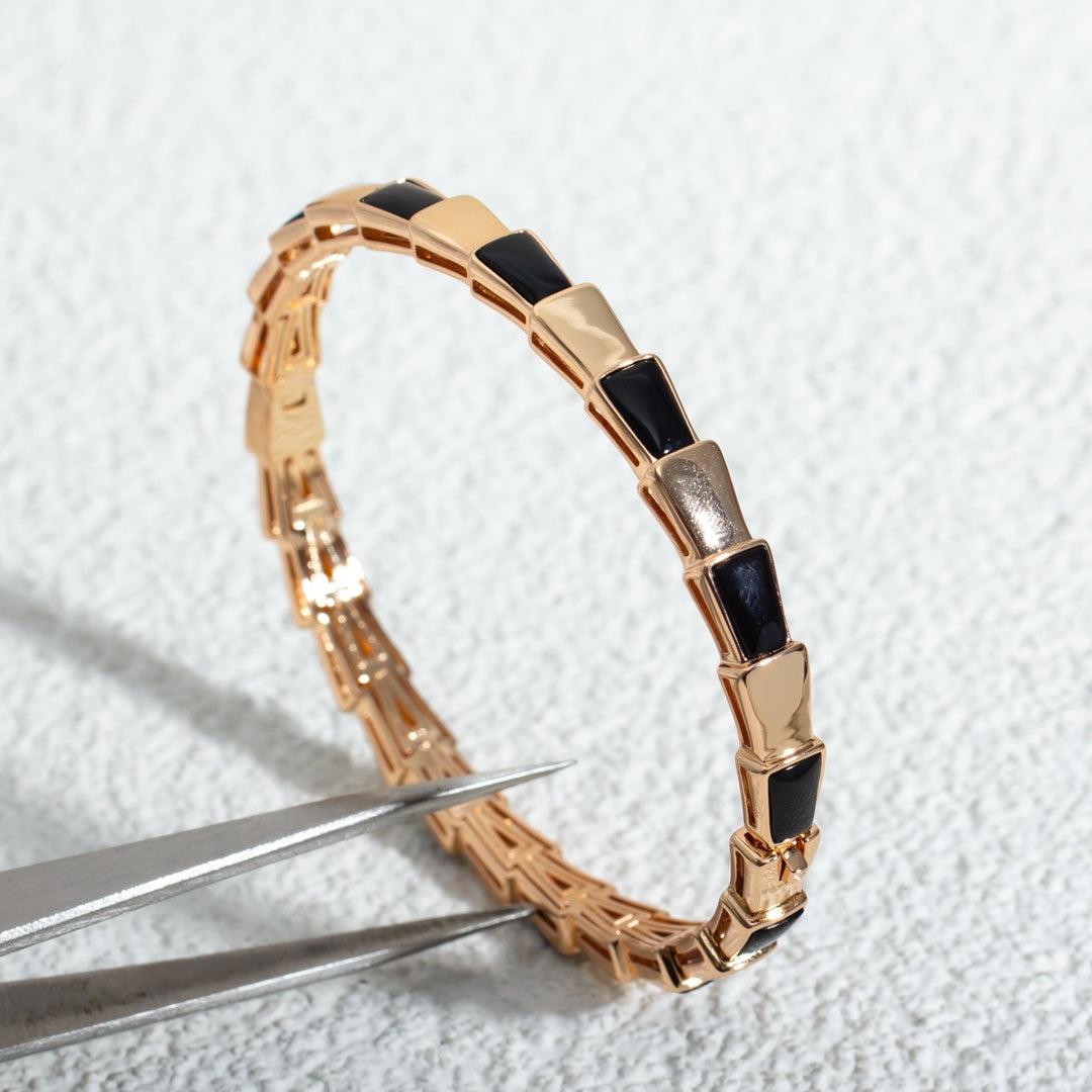 [⭐Reverie Jewels]SERPENTI BRACELET PINK GOLD ONYX