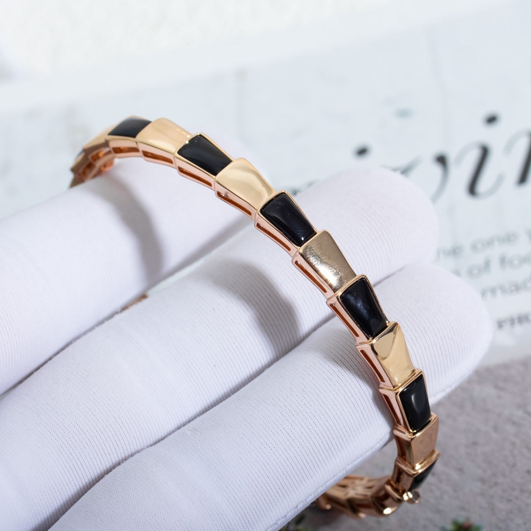 [⭐Reverie Jewels]SERPENTI BRACELET PINK GOLD ONYX
