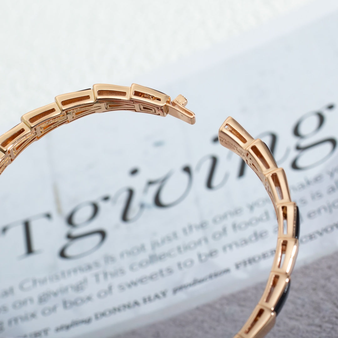 [⭐Reverie Jewels]SERPENTI BRACELET PINK GOLD ONYX