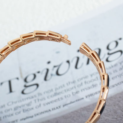 [⭐Reverie Jewels]SERPENTI BRACELET PINK GOLD ONYX
