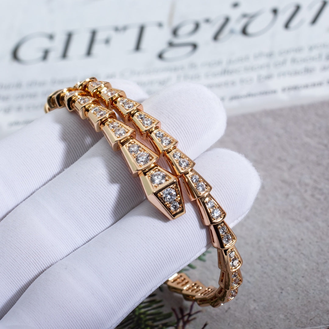 [⭐Reverie Jewels]SERPENTI BRACELET 6.8MM PINK GOLD DIAMOND