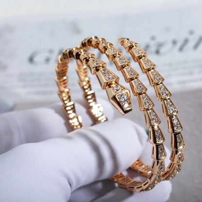 [⭐Reverie Jewels]SERPENTI BRACELET PINK GOLD DIAMOND DOUBLE ROW