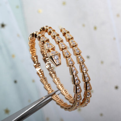 [⭐Reverie Jewels]SERPENTI BRACELET PINK GOLD DIAMOND DOUBLE ROW