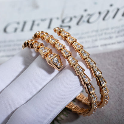 [⭐Reverie Jewels]SERPENTI BRACELET PINK GOLD DIAMOND DOUBLE ROW