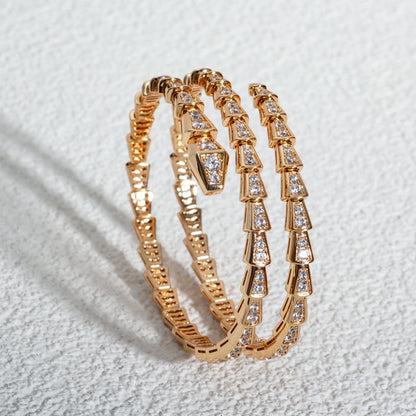 [⭐Reverie Jewels]SERPENTI BRACELET PINK GOLD DIAMOND DOUBLE ROW
