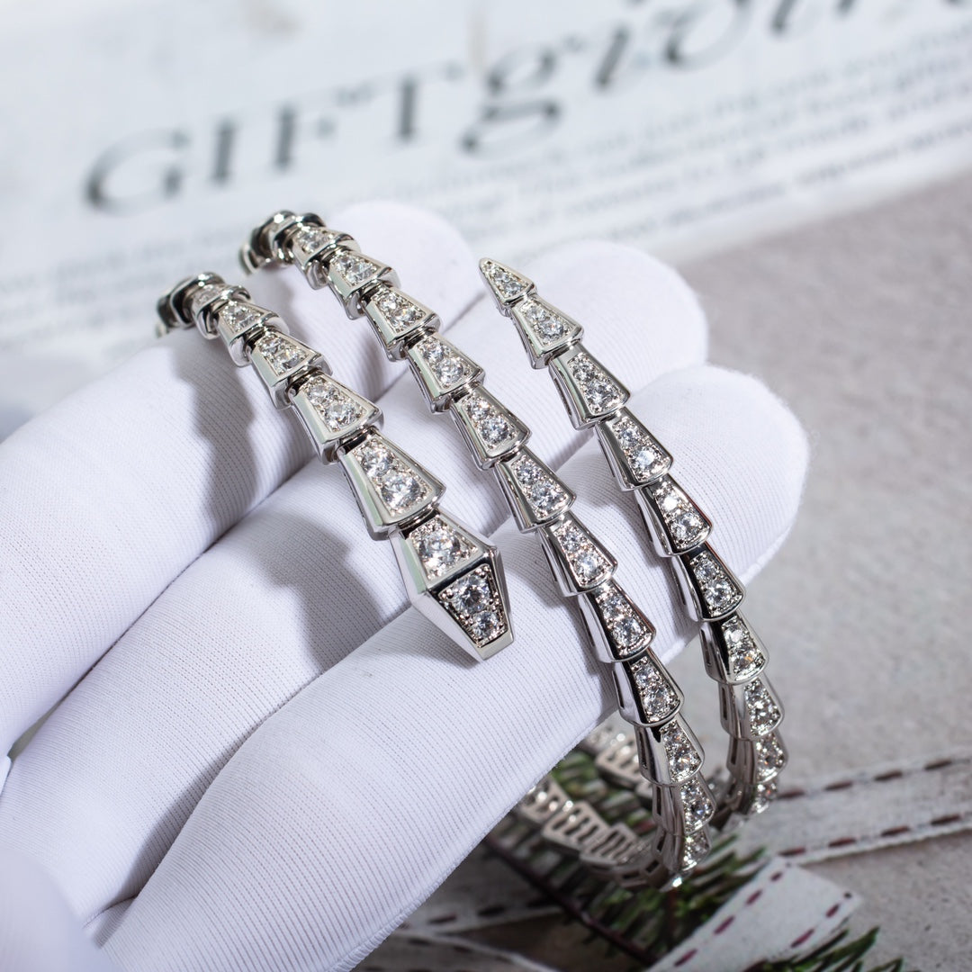 [⭐Reverie Jewels]SERPENTI BRACELET SILVER DIAMOND DOUBLE ROW